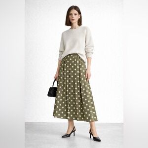 FRANK OLIVIER Paris - Polka Dot Pleated Skirt in Olive Green
